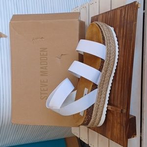 NIB Steve Madden KIMMIE WHITE Platform Espadrille Sandals sz 9